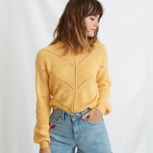 COPY - Marine Layer Olivia Cashmere Blend Open Knit Crewneck Sweater Daffodil Y…